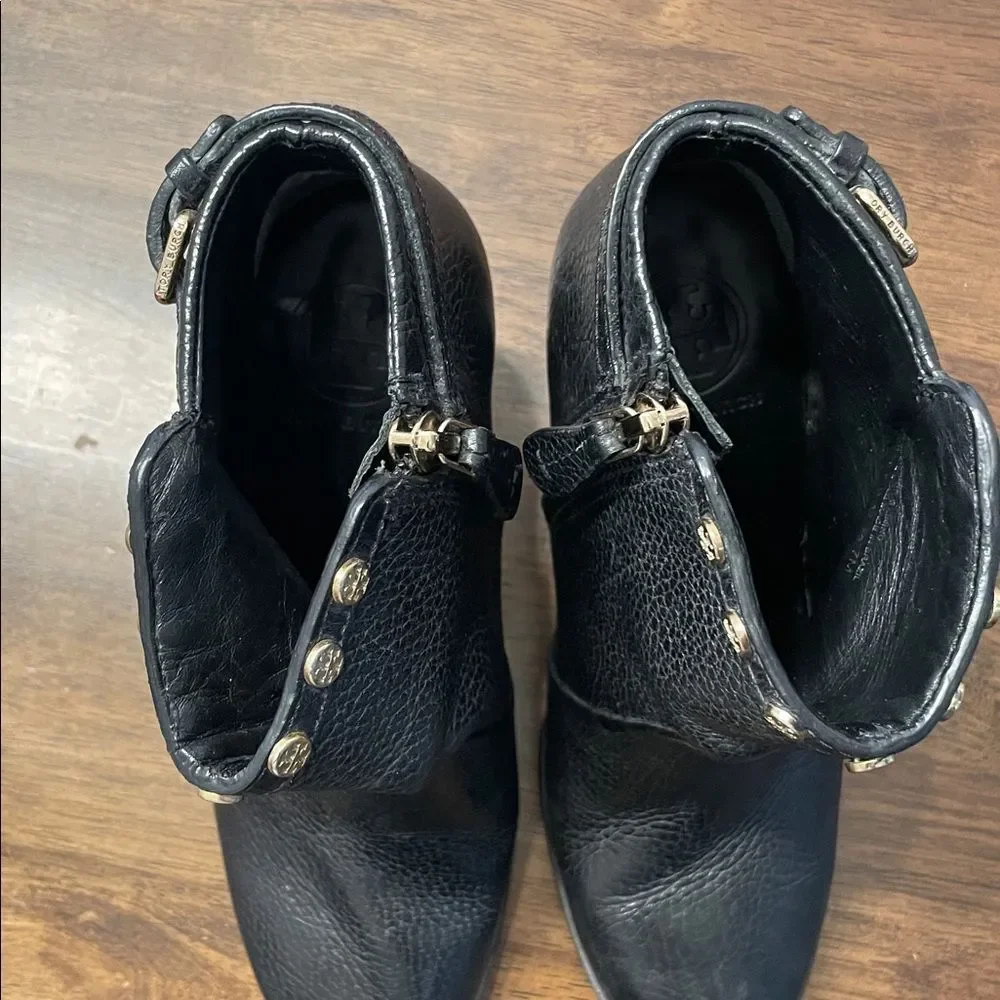 Tory Burch Black Mae Heeled Booties Size 7
